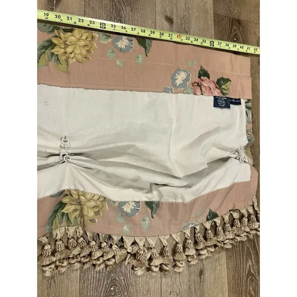VTG Ralph Lauren Cynthia Pink Floral Valance Tassels Hand-Sewn Rings 80s RARE